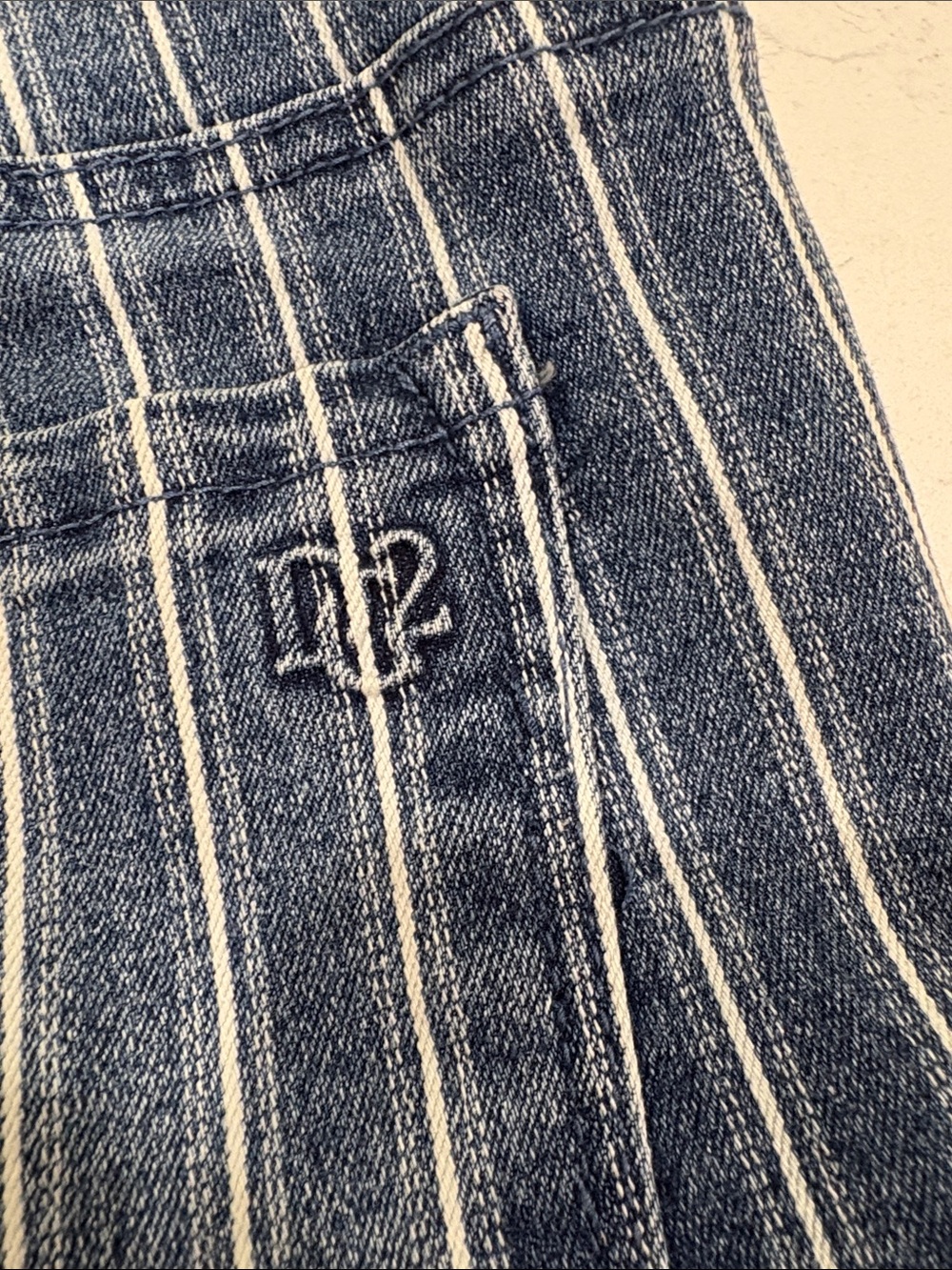 DG2 by Diane Gilman Blue and White Pinstripe Bermuda Shorts - Picture 3 of 7